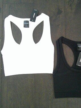 NWT Express Black & White Racer Back Crop Top Set